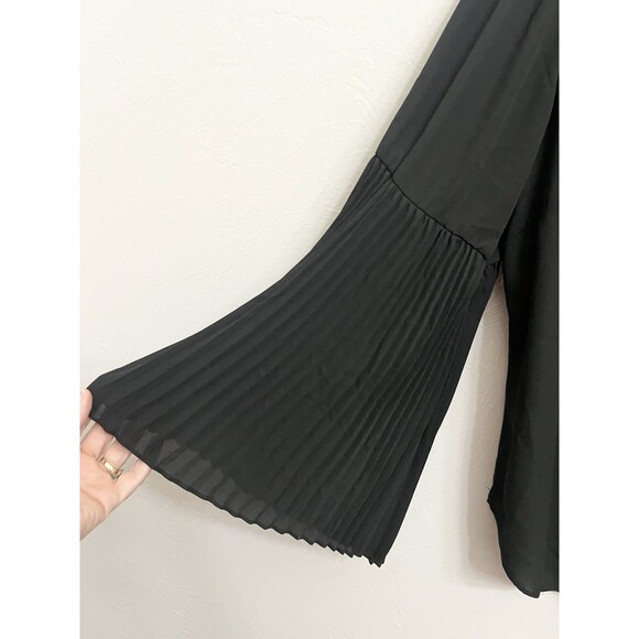 Lauren Ralph Lauren Black Top 2X Pleated Drape Stretch Minimalist Balloon Sleeve - Picture 4 of 7
